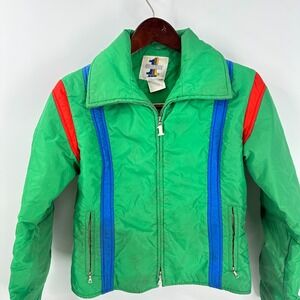 Vtg Number 1 Sun Full Zip Snowboarding Skiing Windbreaker Jacket Green Size 12
